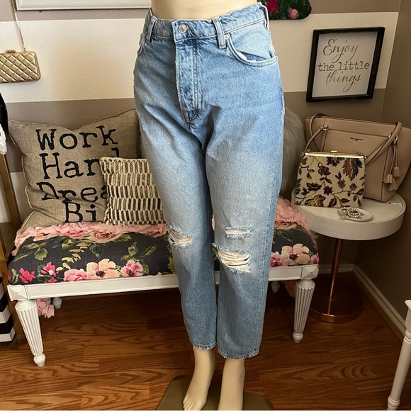 Free People distressed button fly high rise jeans size 27 - Picture 3 of 8